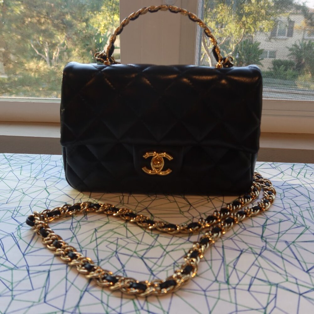 Chanel waxed lambskin mini handle classic flap bag - Picture 2 of 14